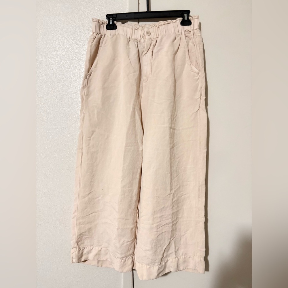 Anthropology Cloth & Stone Cream Wide-Leg Woman’s L Button Up Pants W/ Pockets